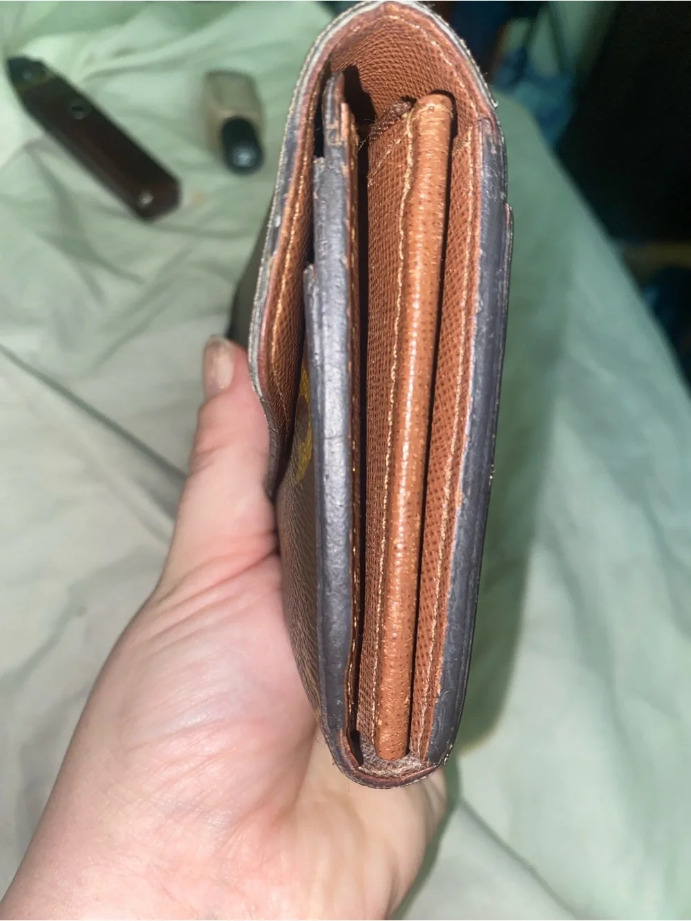 Louis Vuitton Monogram Fold-Over Continental Wallet in Brown and Gold